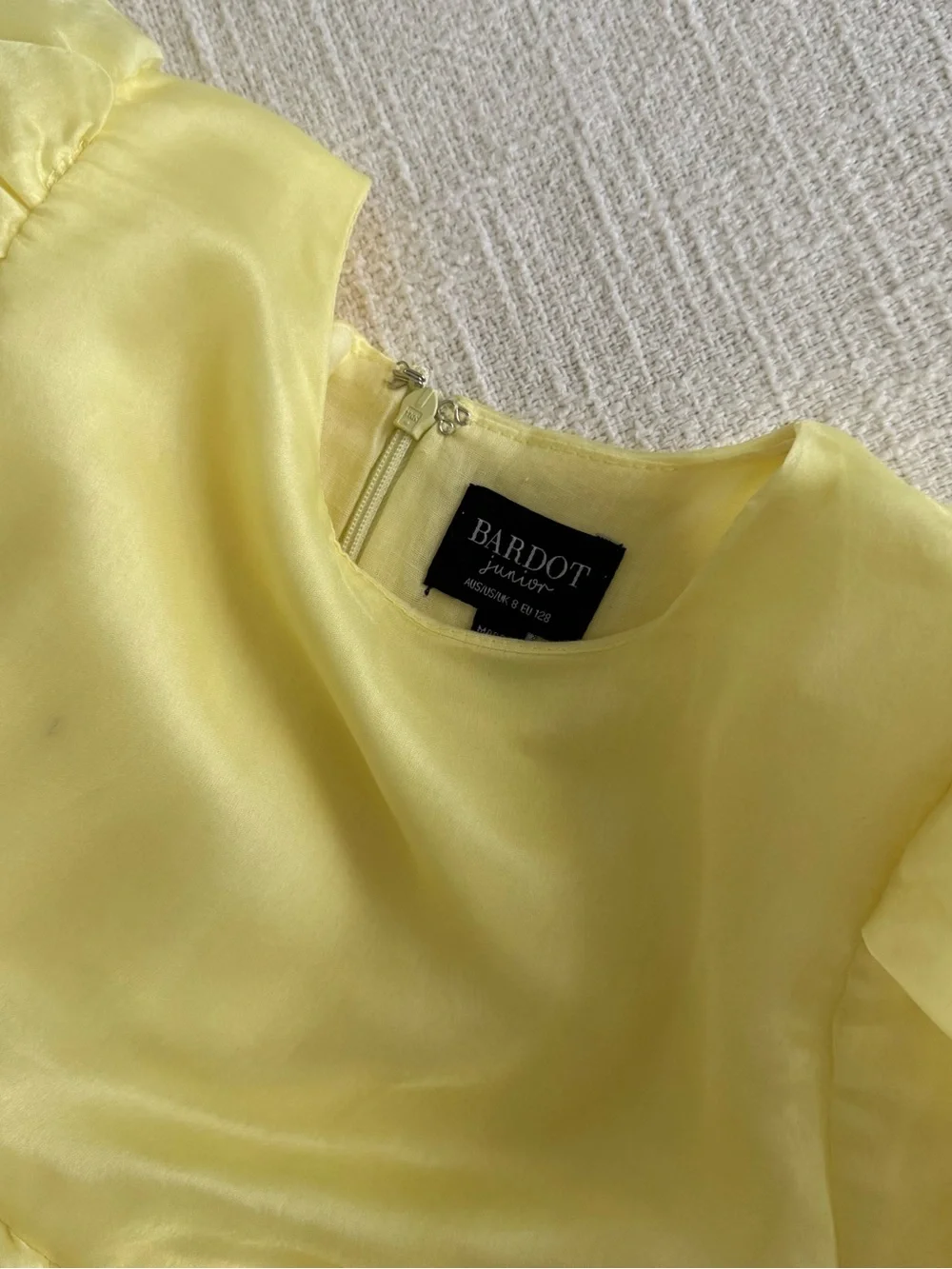 Bardot Girls Yellow Puff Sleeve Formal Dress